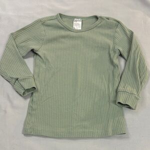 H&M - Organic Cotton Kids Green Ribbed Long Sleeve Shirt